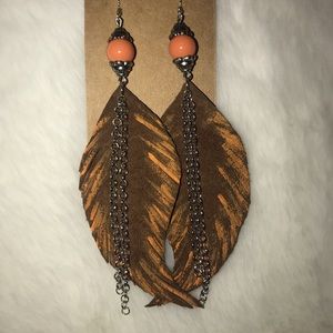 Leather Feather earrings